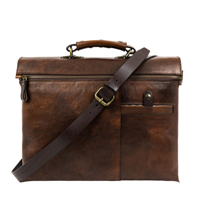 Brown Leather Briefcase Laptop Bag - From Here to Eternity Briefcase Time Resistance   