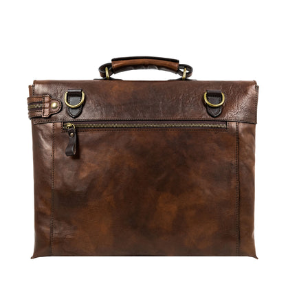 Brown Leather Briefcase Laptop Bag - From Here to Eternity Briefcase Time Resistance   