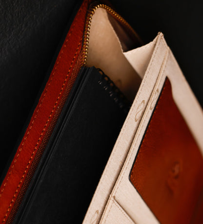 Womens Leather A4 Documents Folder Organizer - Candide