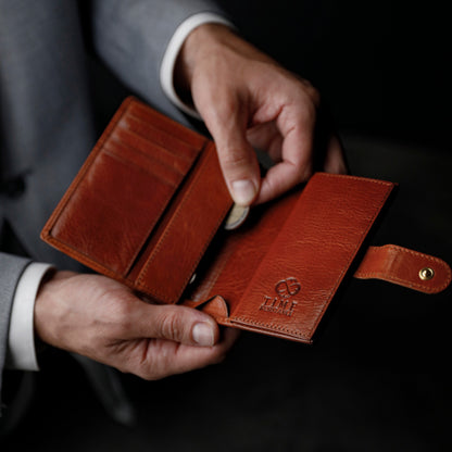 Leather Bifold Wallet with a Snap Closure - Ironweed