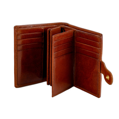 Leather Bifold Wallet with a Snap Closure - Ironweed