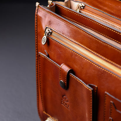 Leather Briefcase Laptop Bag - Illusions
