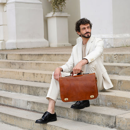Leather Briefcase Laptop Bag - Illusions