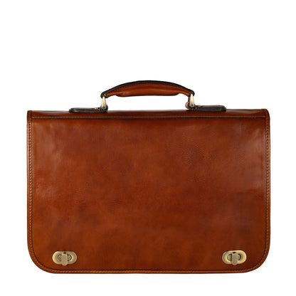 Leather Briefcase Laptop Bag - Illusions