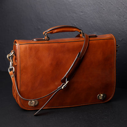 Leather Briefcase Laptop Bag - Illusions