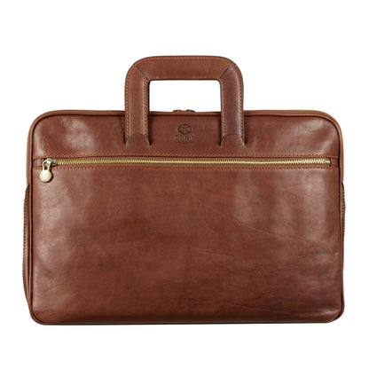 Leather Briefcase Laptop Bag - Brave New World Briefcase Time Resistance   