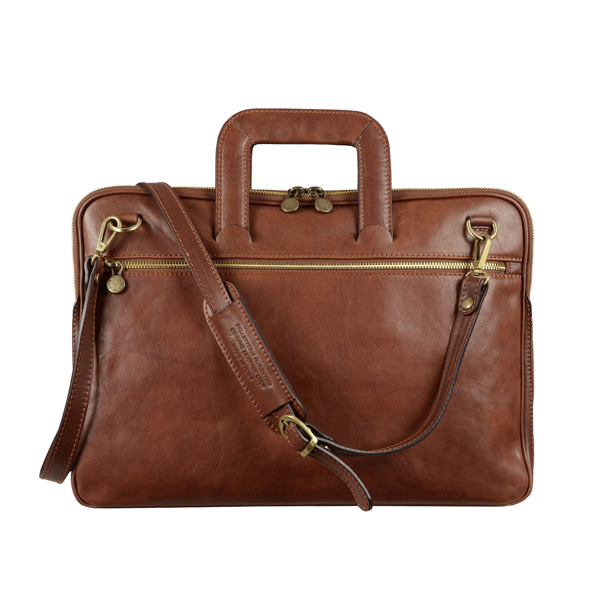 Leather Briefcase Laptop Bag - Brave New World Briefcase Time Resistance   