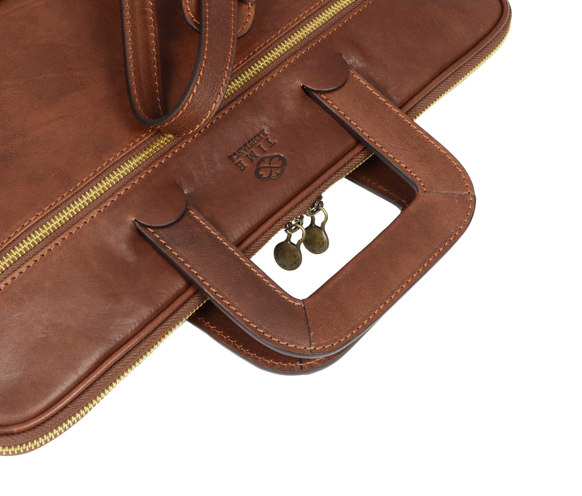 Leather Briefcase Laptop Bag - Brave New World Briefcase Time Resistance   