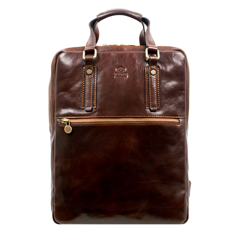 Brown Leather Backpack - Gone with the Wind Backpack Time Resistance   