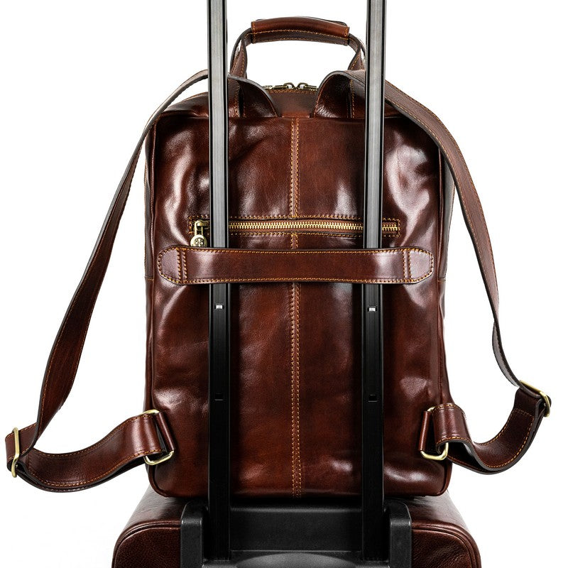 Brown Leather Backpack - Gone with the Wind Backpack Time Resistance   