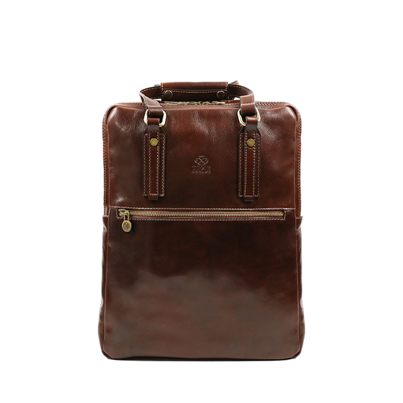 Brown Leather Backpack - Gone with the Wind Backpack Time Resistance   