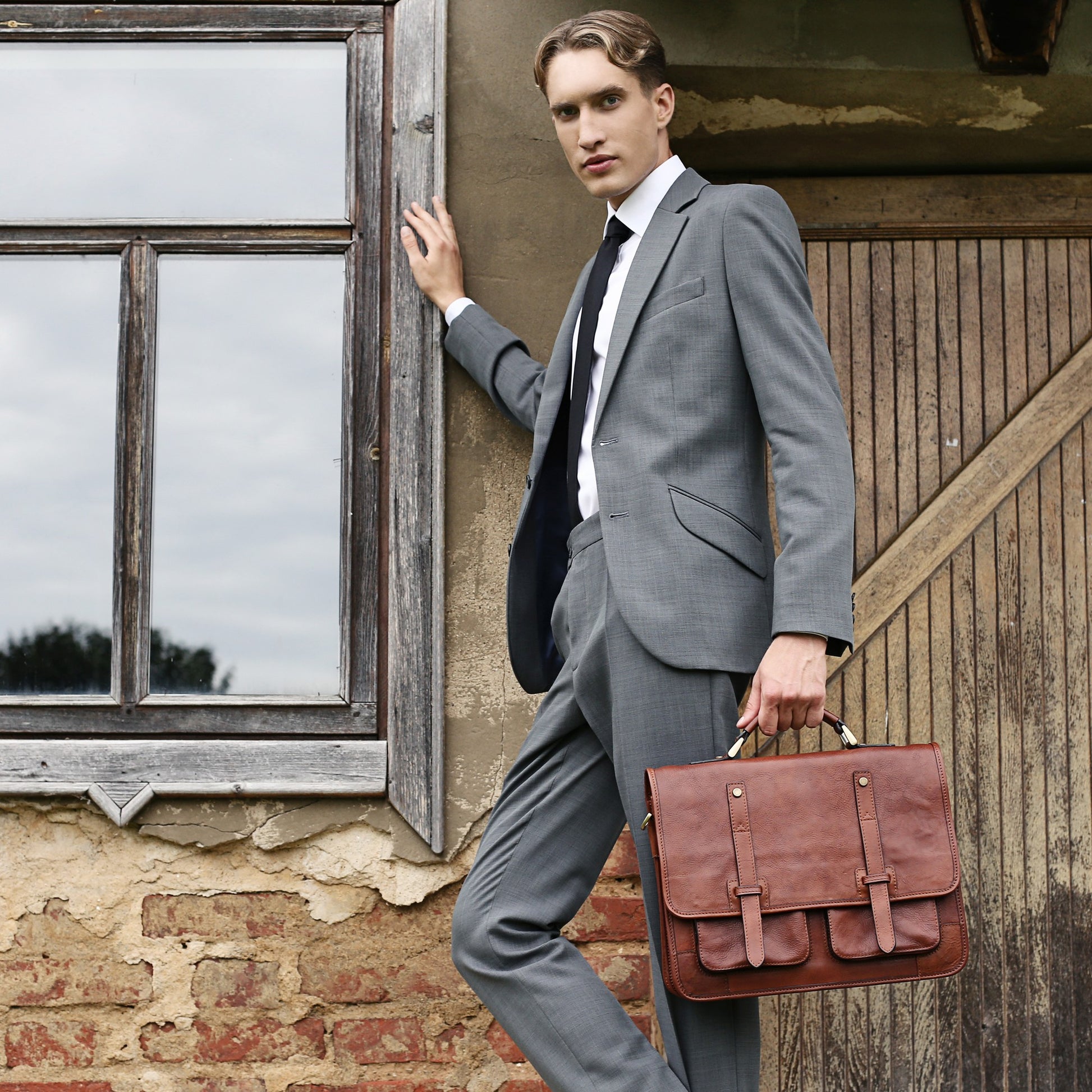 Cognac Brown Matte Leather Briefcase Backpack - A Midsummer Night's Dream Briefcase Time Resistance   