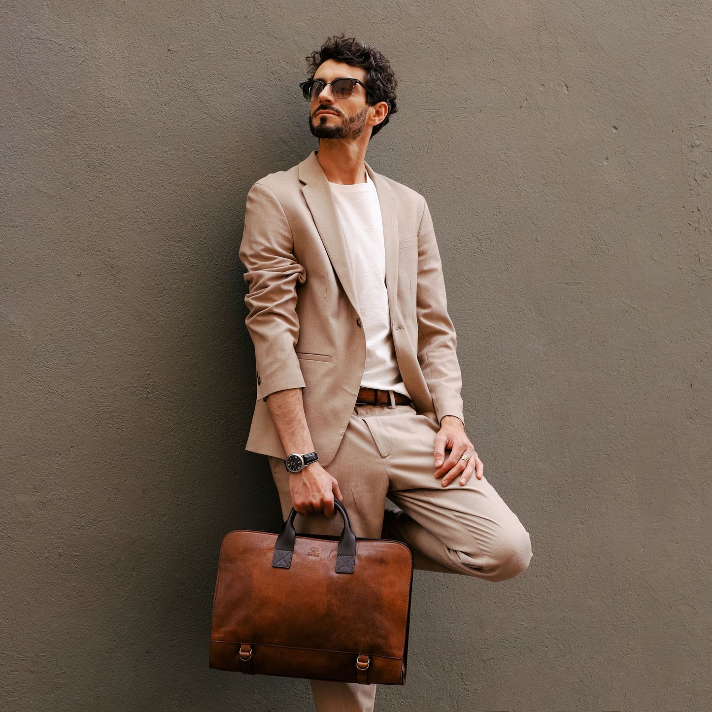 Leather Briefcase - Wide Sargasso Sea Briefcase Time Resistance   