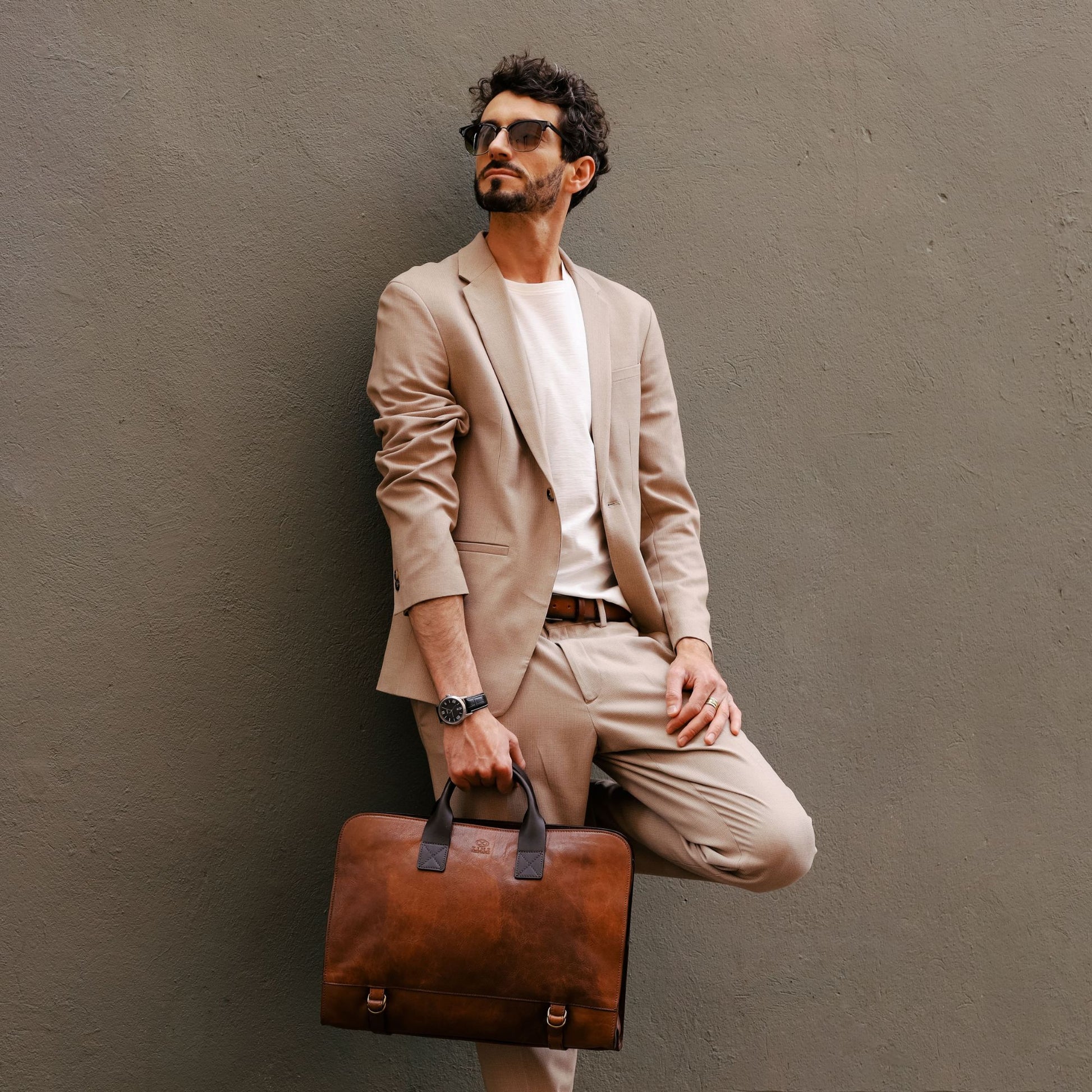 Leather Briefcase - Wide Sargasso Sea Briefcase Time Resistance   