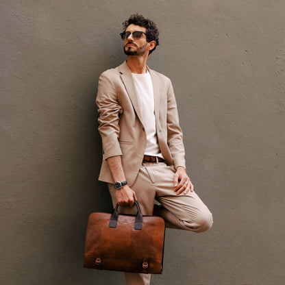 Leather Briefcase - Wide Sargasso Sea Briefcase Time Resistance   