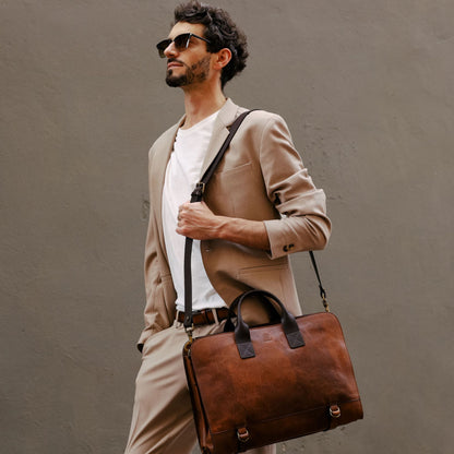 Leather Briefcase - Wide Sargasso Sea Briefcase Time Resistance   