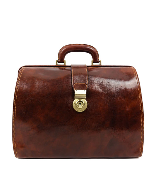 Grand sac de médecin en cuir marron - Mrs Dalloway