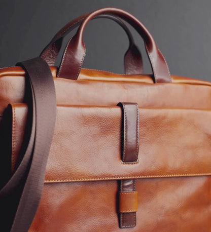 Large Leather Briefcase Laptop Bag - The Chateau