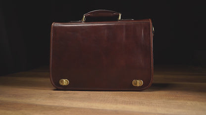 Leather Briefcase Laptop Bag - Illusions