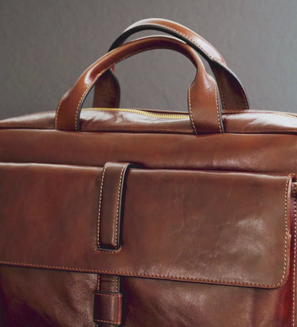 Large Leather Briefcase Laptop Bag - The Chateau