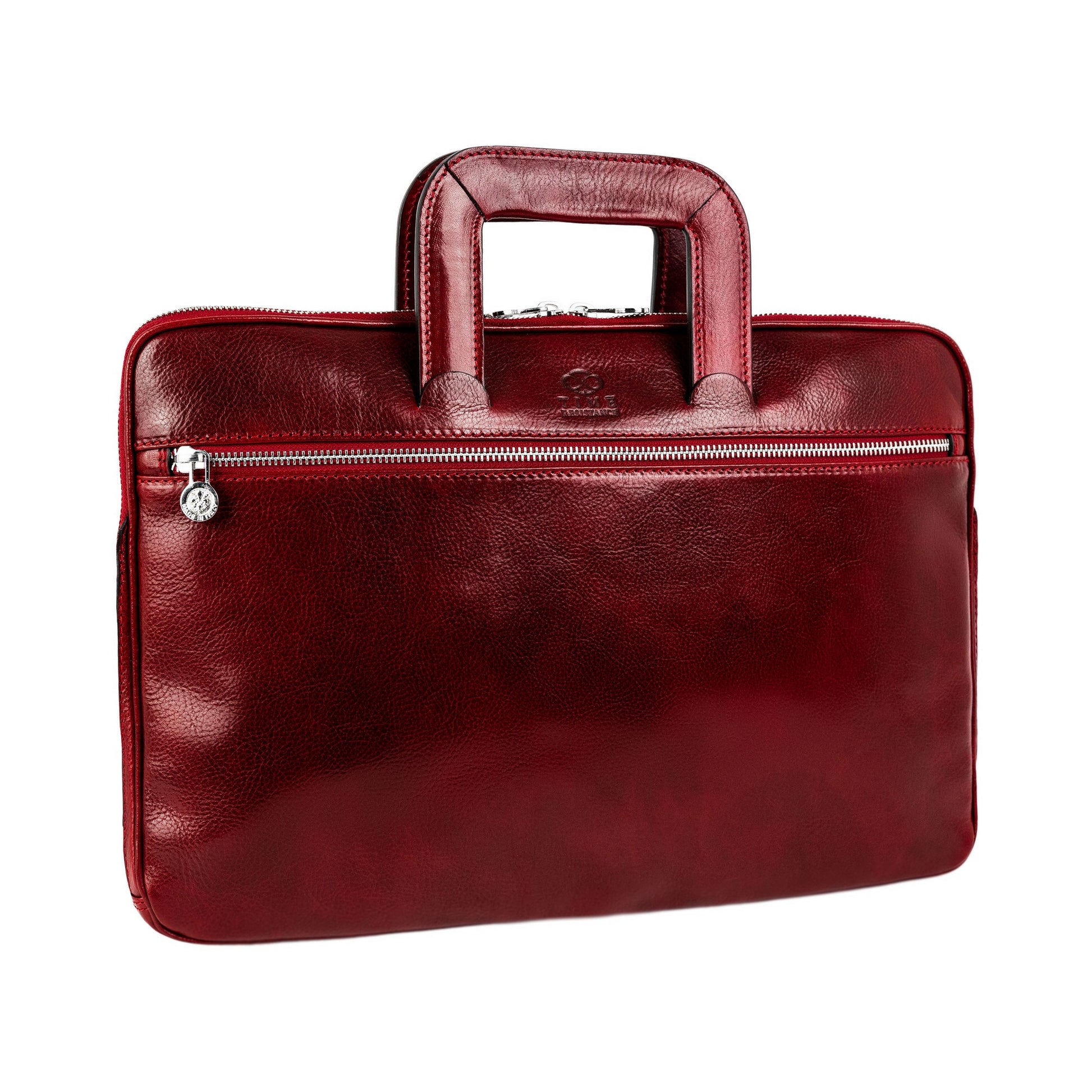 Leather Briefcase Laptop Bag - Brave New World Briefcase Time Resistance   