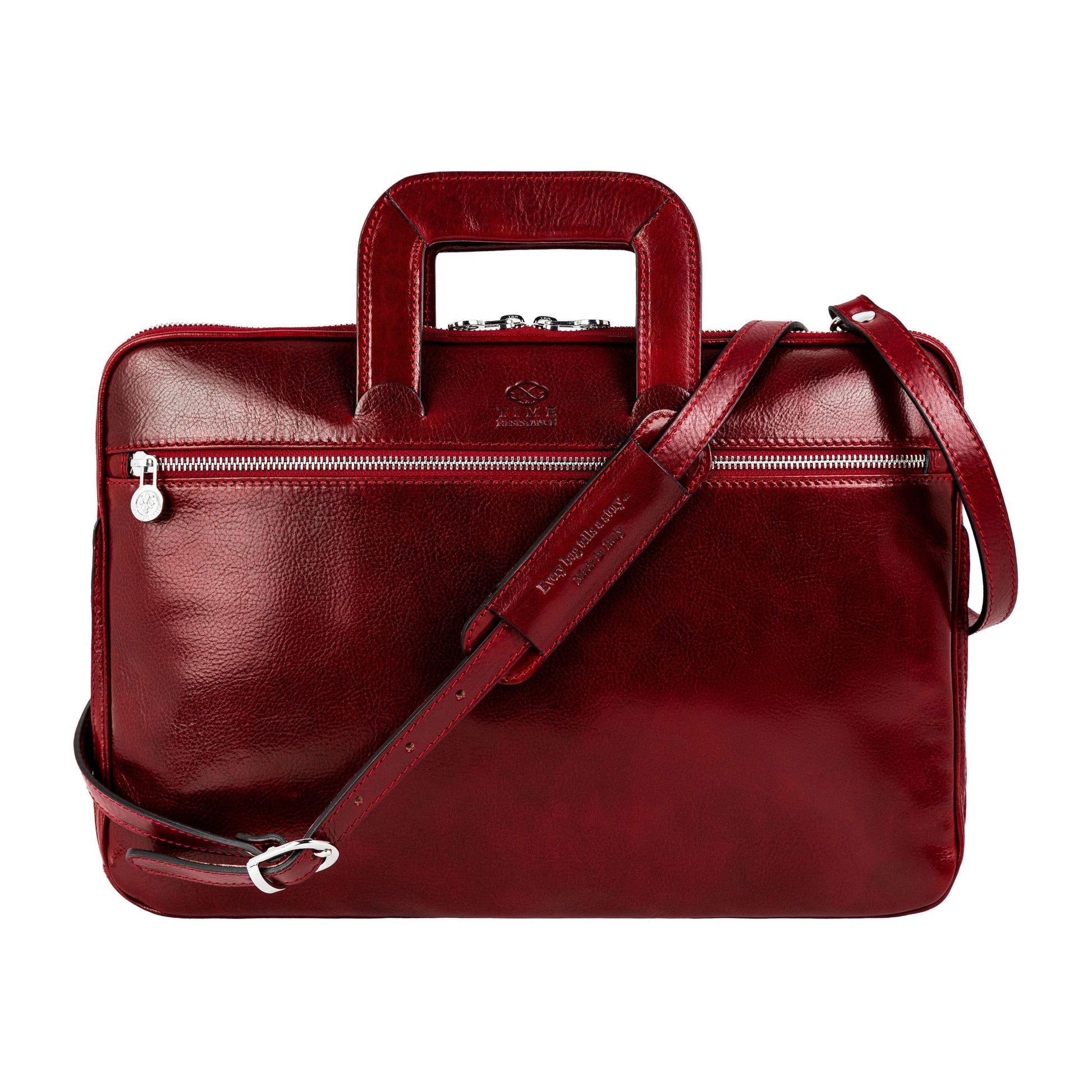 Leather Briefcase Laptop Bag - Brave New World Briefcase Time Resistance   
