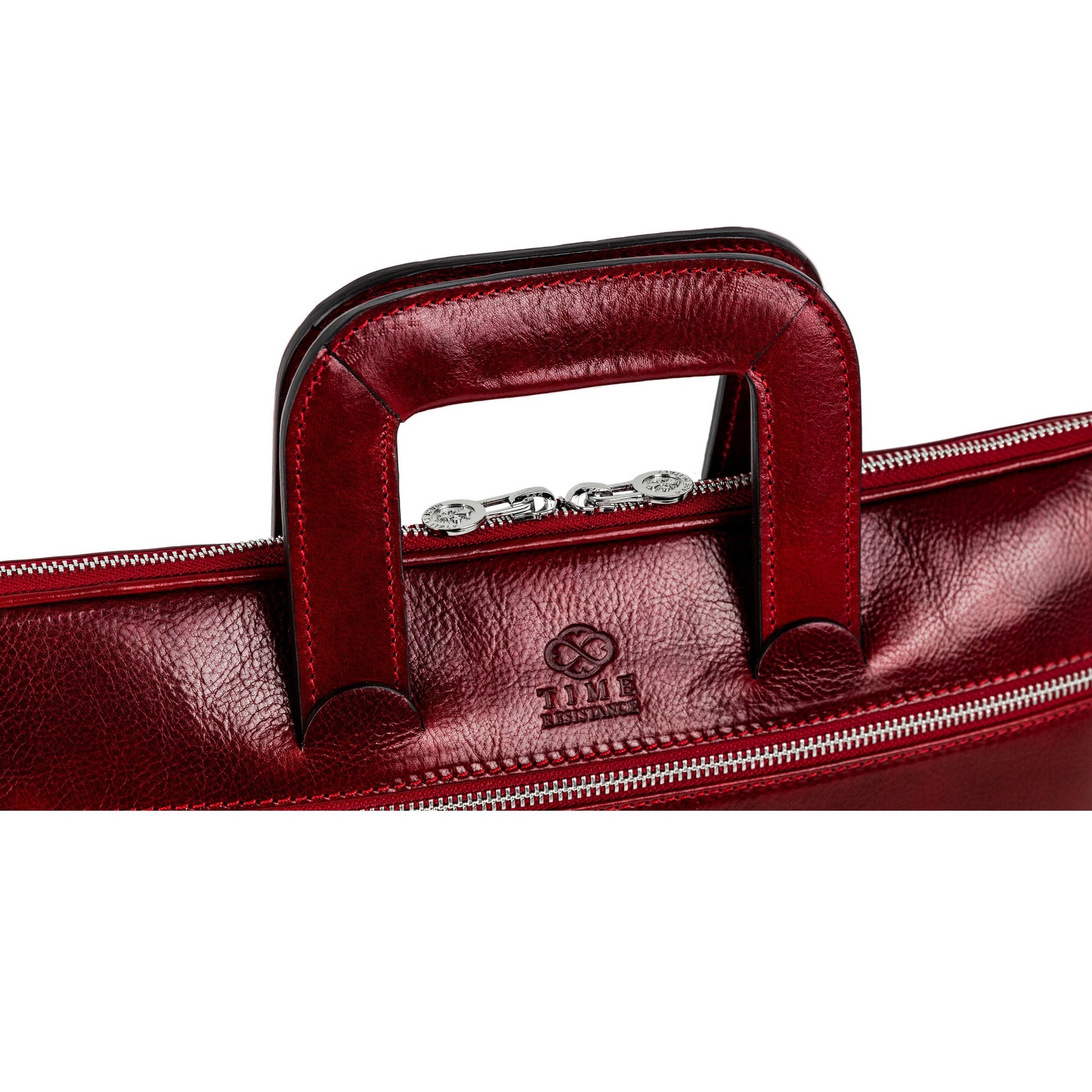Leather Briefcase Laptop Bag - Brave New World Briefcase Time Resistance   