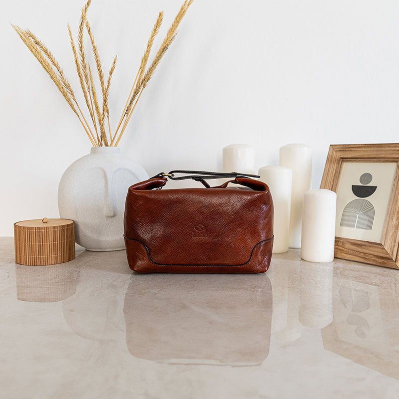 Leather Toiletry Bag - Autumn Leaves Accessories Time Resistance   