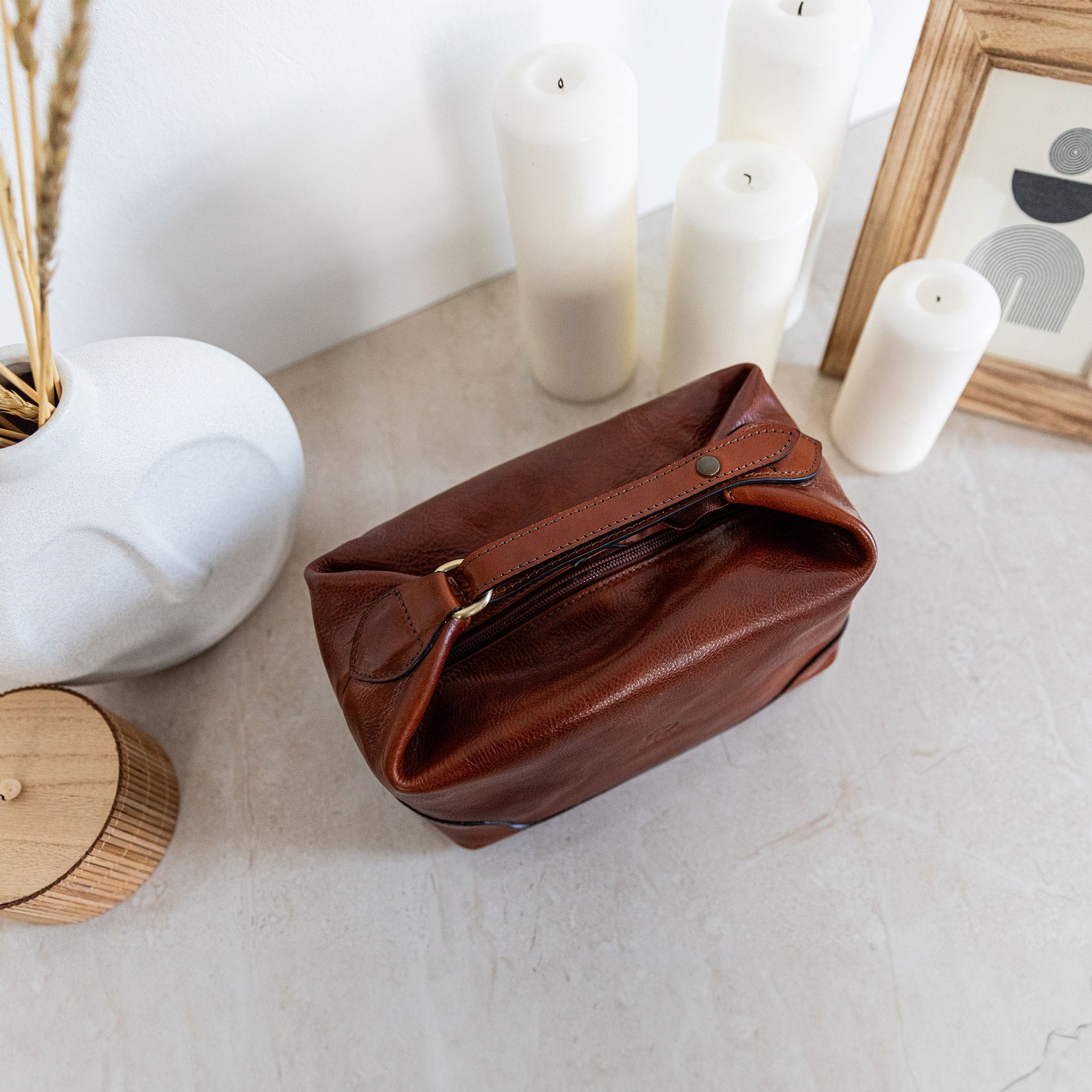 Leather Toiletry Bag - Autumn Leaves Accessories Time Resistance   