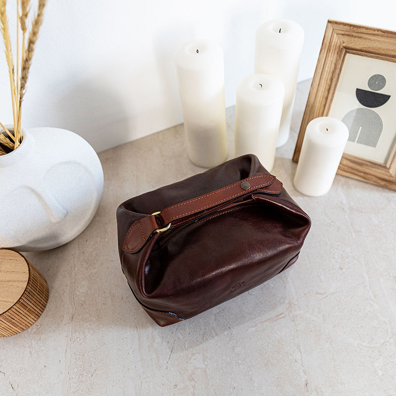 Leather Toiletry Bag - Autumn Leaves Accessories Time Resistance   