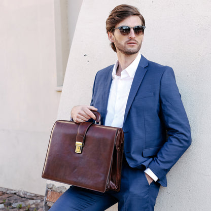 Large Leather Briefcase - The Firm Briefcase Time Resistance   