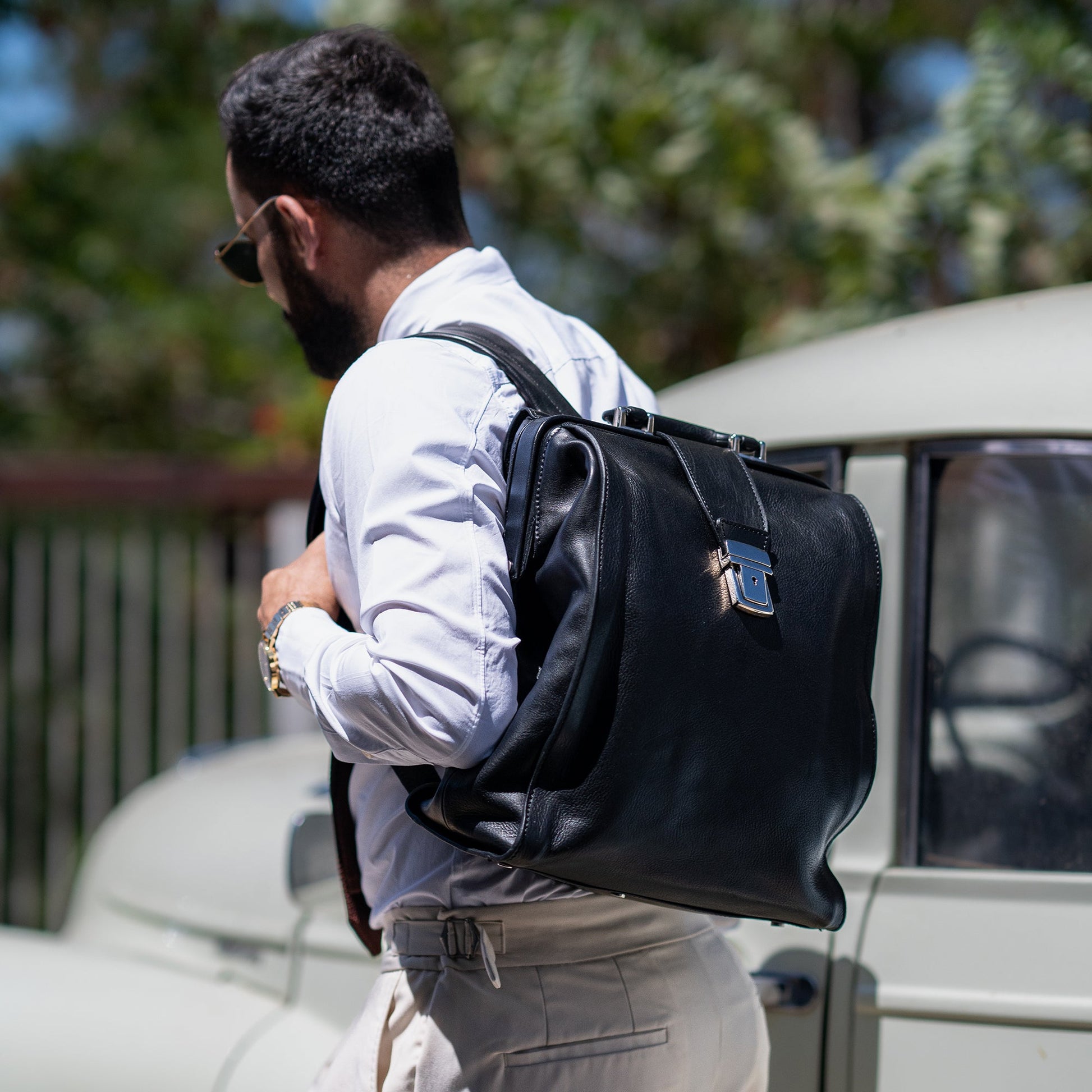 Leather Backpack - A Brief Story of Time Backpack Time Resistance   