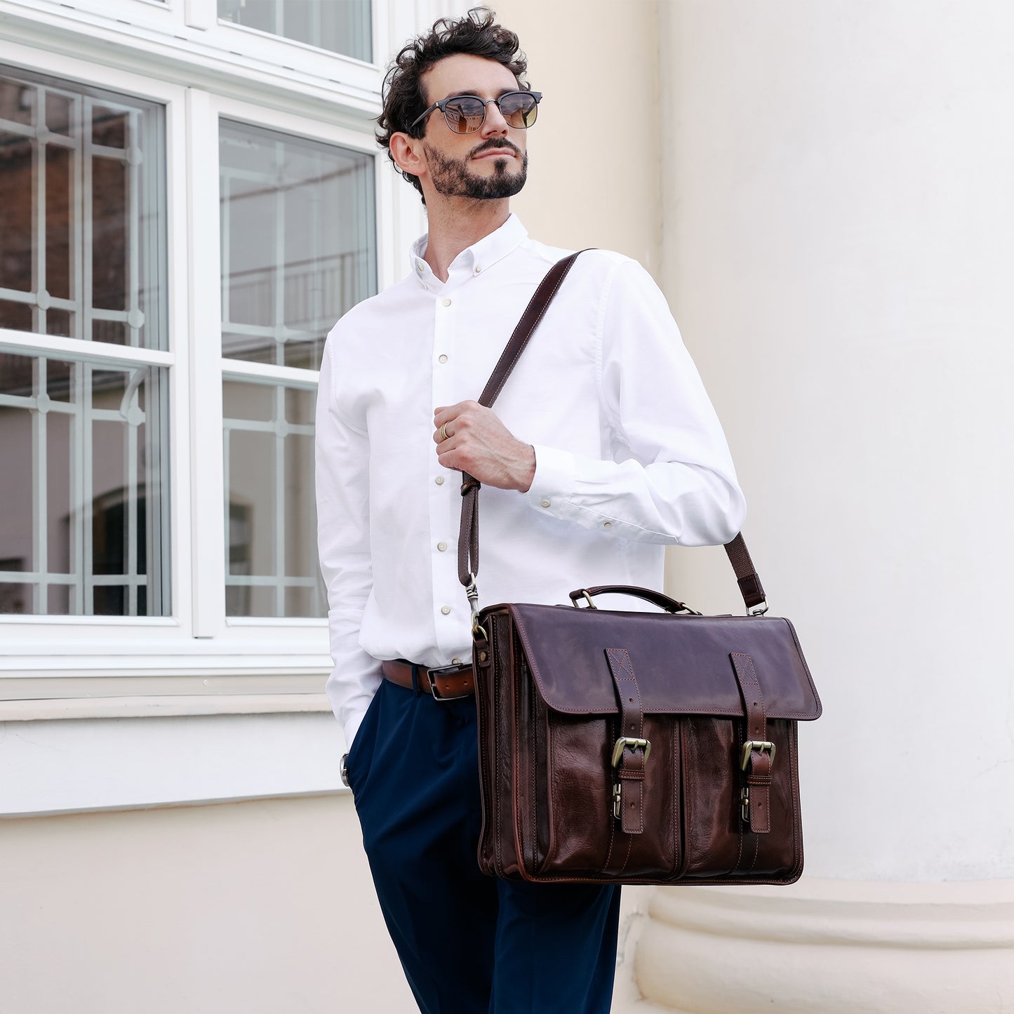 Leather Briefcase, Satchel Bag - The Time Machine Briefcase Time Resistance   