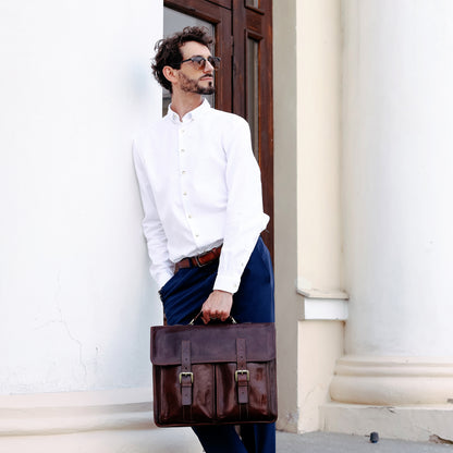 Leather Briefcase, Satchel Bag - The Time Machine Briefcase Time Resistance   