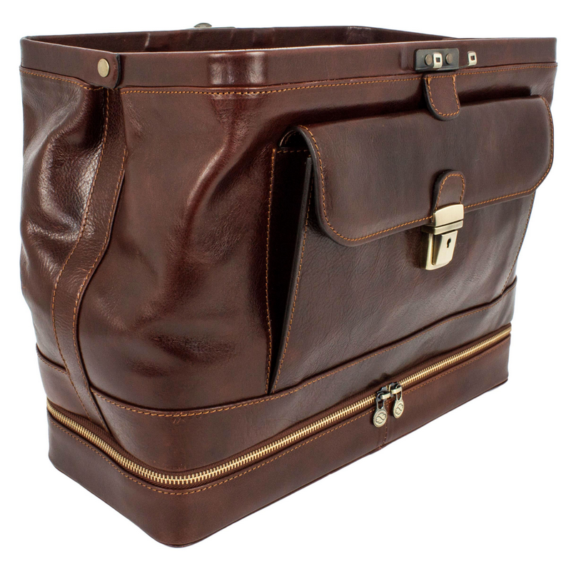 Large Italian Leather Doctor Bag - The Master and Margarita Doctor Bag Time Resistance   