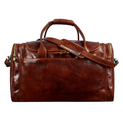 Large Italian Leather Duffel Bag - The Hitchhikers Guide to the Galaxy Duffel Bag Time Resistance   