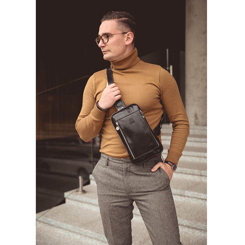 Leather Sling Bag Chest Bag - Kim Accessories Time Resistance   