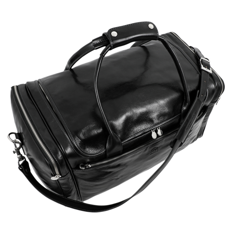 Large Italian Leather Duffel Bag - The Hitchhikers Guide to the Galaxy Duffel Bag Time Resistance   