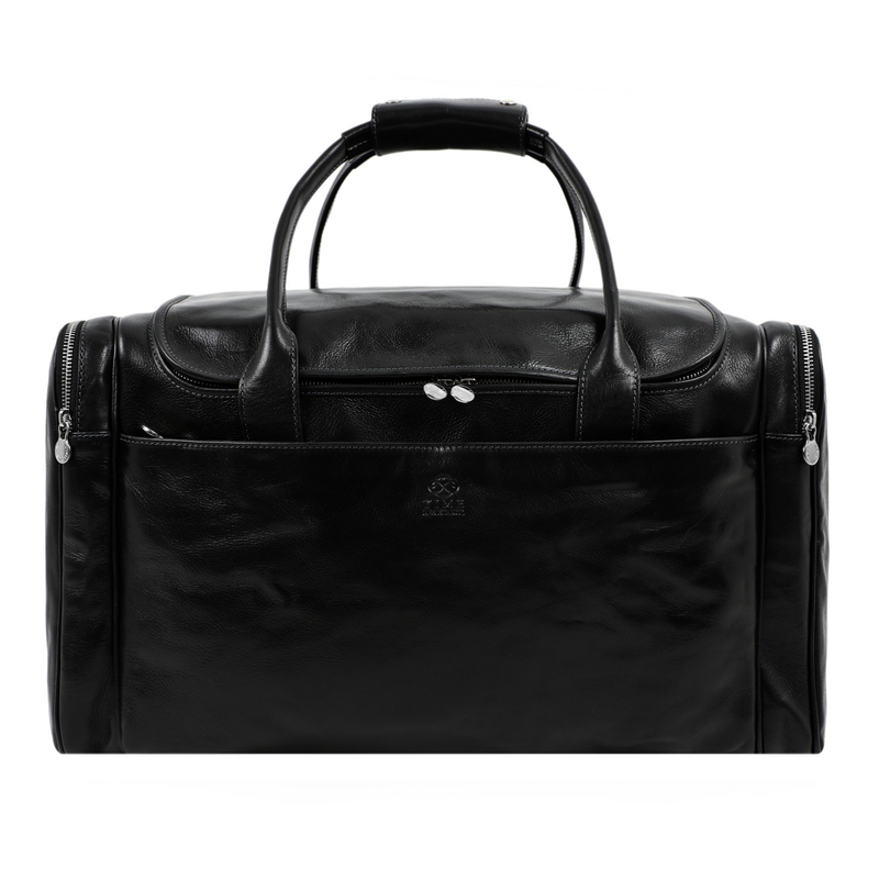 Large Italian Leather Duffel Bag - The Hitchhikers Guide to the Galaxy Duffel Bag Time Resistance   