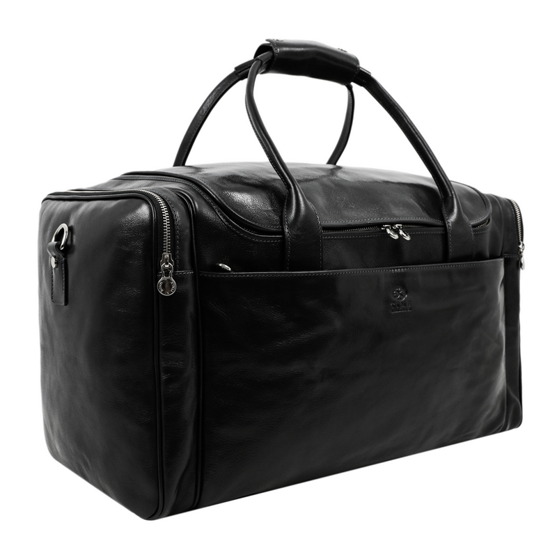 Large Italian Leather Duffel Bag - The Hitchhikers Guide to the Galaxy Duffel Bag Time Resistance   