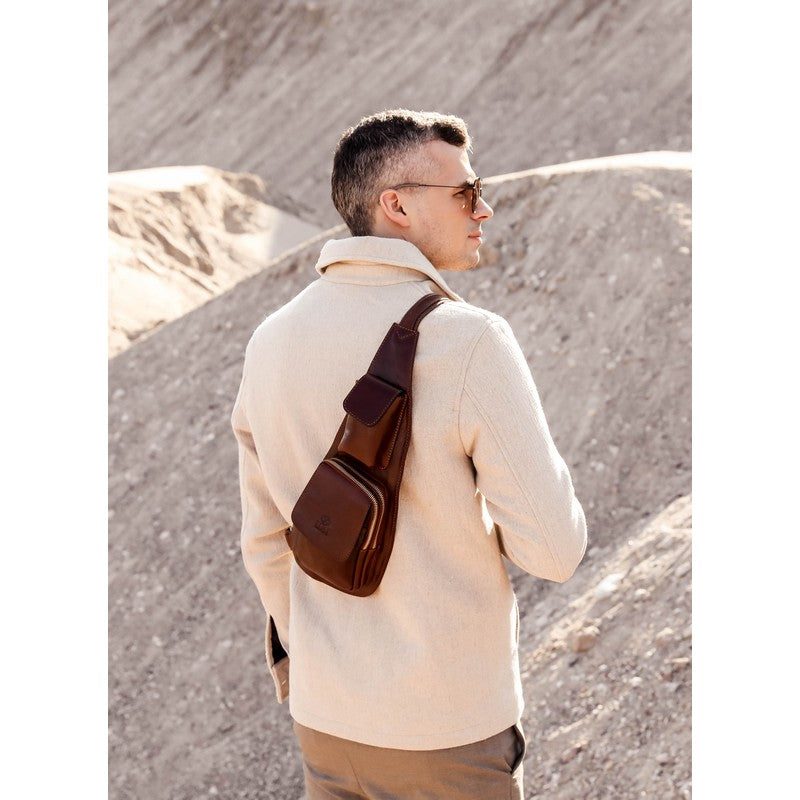 Leather Sling Bag Crossbody Bag - The Monk  Time Resistance   