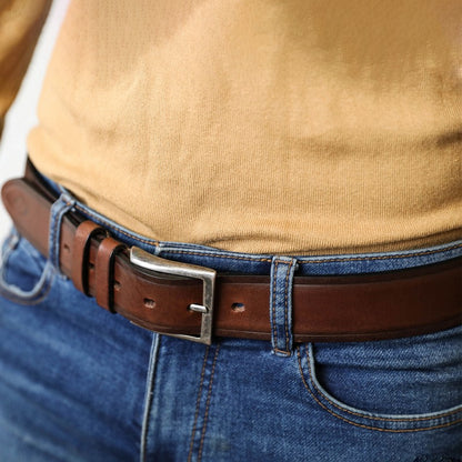 Brown Leather Belt - North and South Accessories Time Resistance   