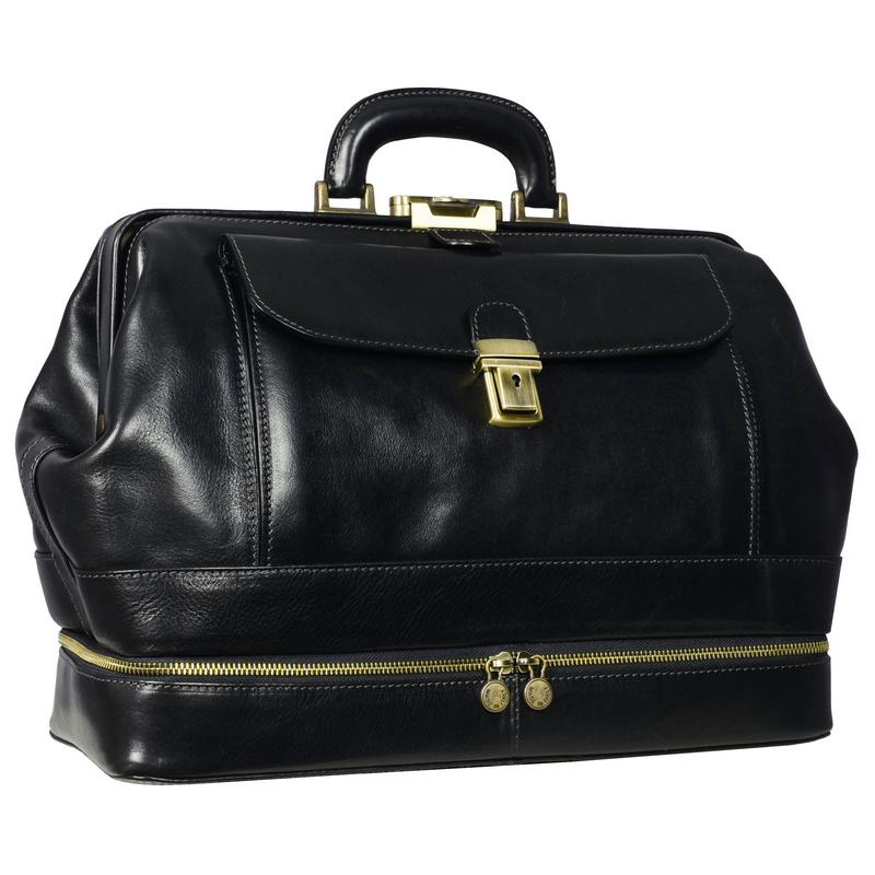 Large Italian Leather Doctor Bag - The Master and Margarita Doctor Bag Time Resistance   