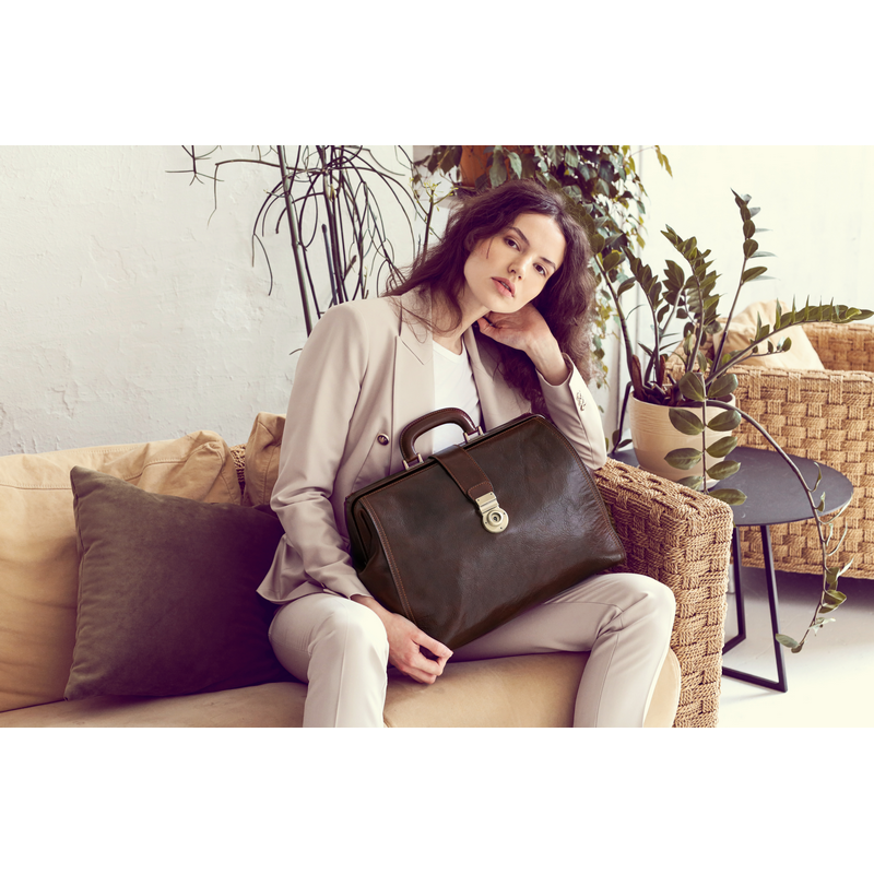 Brown Large Leather Doctor Bag - Mrs Dalloway Doctor Bag Time Resistance   