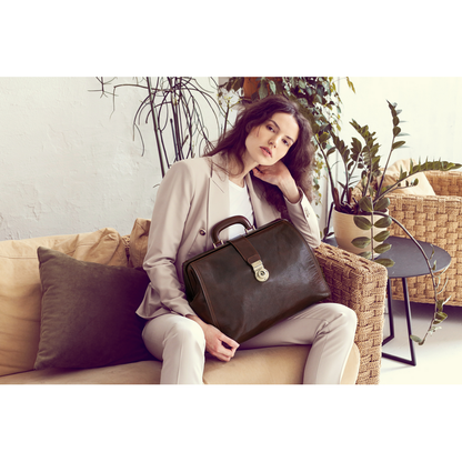 Brown Large Leather Doctor Bag - Mrs Dalloway Doctor Bag Time Resistance   