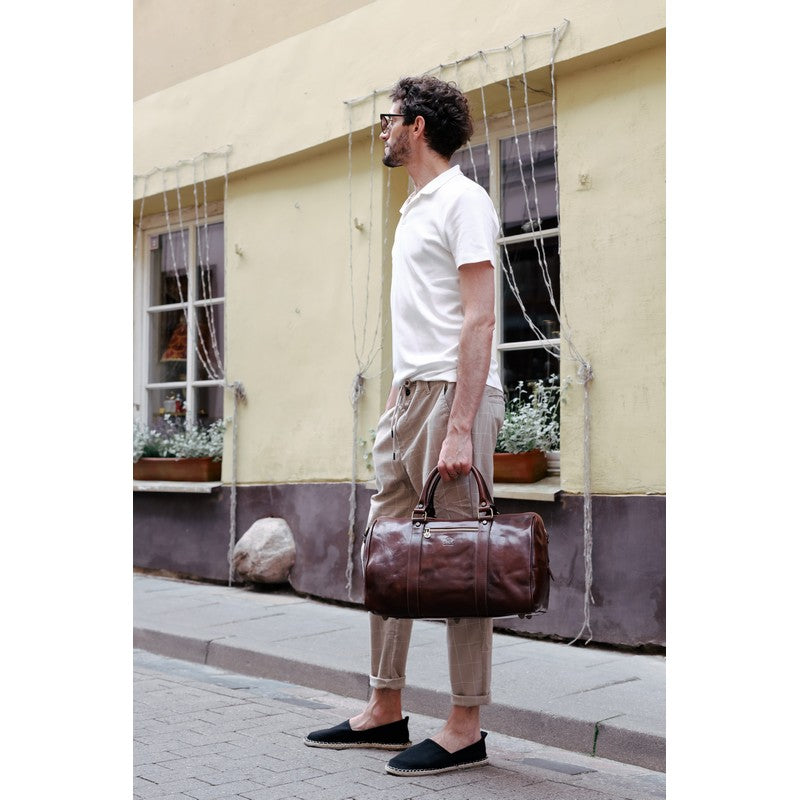 Small Leather Overnight Bag, Duffel Bag - The Ambassadors Duffel Bag Time Resistance   