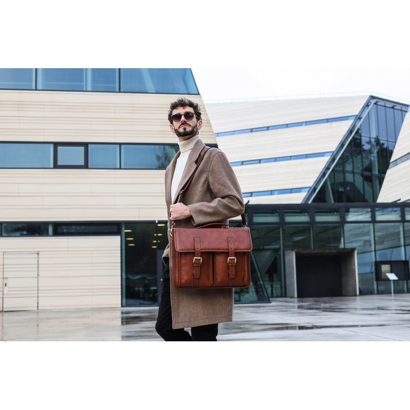 Leather Briefcase, Satchel Bag - The Time Machine Briefcase Time Resistance   