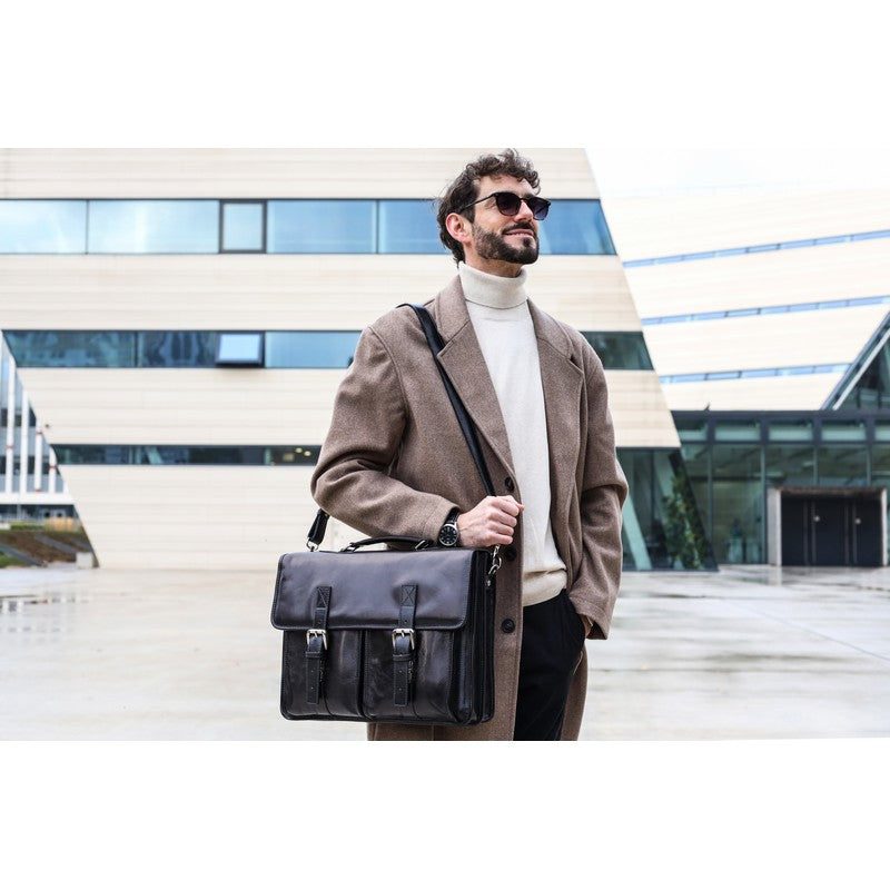 Leather Briefcase, Satchel Bag - The Time Machine Briefcase Time Resistance   