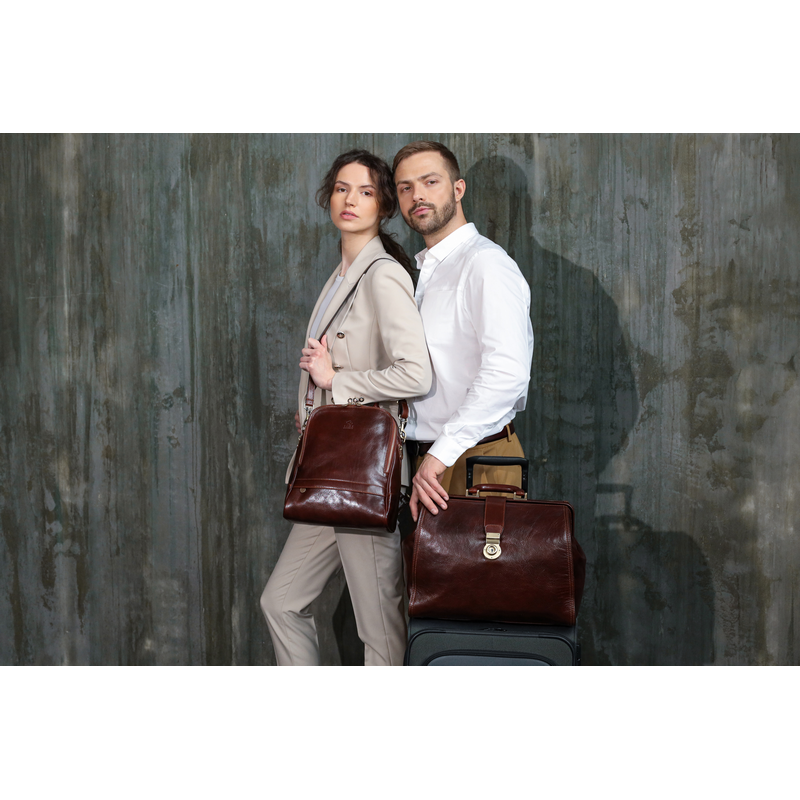 Brown Large Leather Doctor Bag - Mrs Dalloway Doctor Bag Time Resistance   