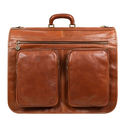 Leather Garment Bag - The Big Sleep Duffel Bag Time Resistance Cognac Brown  